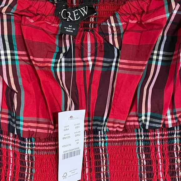 J. Crew NWT Christmas Plaid Midi Dress M Smocked Puff Sleeve Good Tidings $148 - Picture 10 of 17